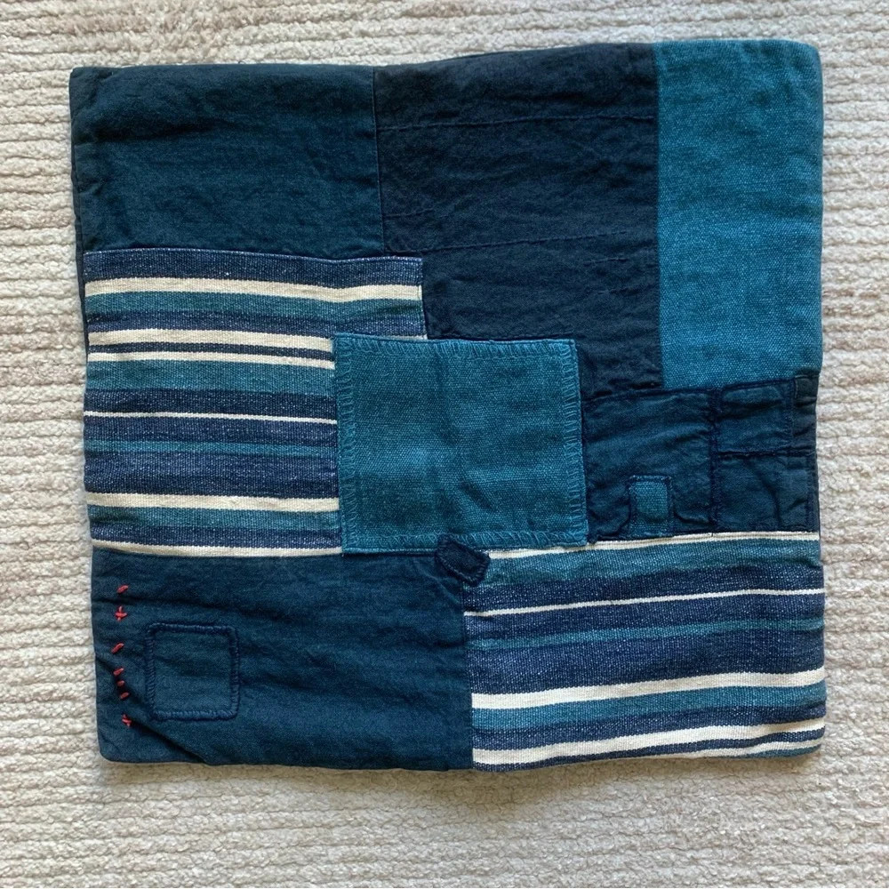 Ralph Lauren Stover Patchwork Decorative Pillow Cover Blue NWT 20 x 20
